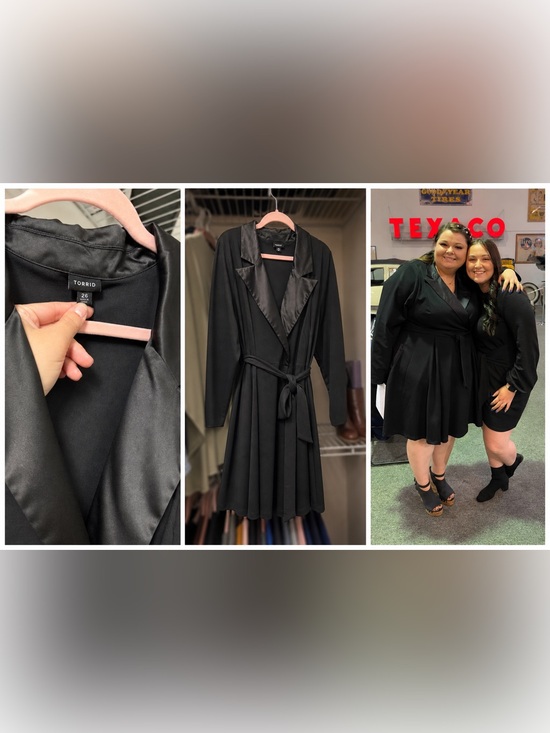 torrid Dresses & Skirts - Torrid Black Satin-Trim Wrap Mini Dress